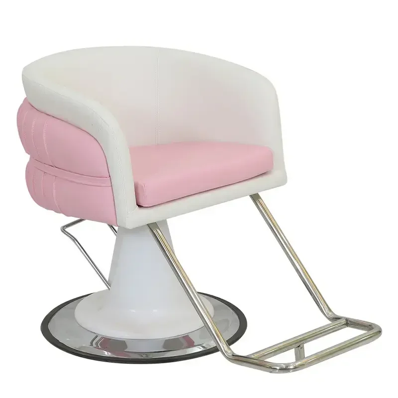 Modern Pink Beauty Salon Furniture Set Leather Manicure Table with Golden Frame Barber Mirror&Chair Nail Salon Styling Chairs