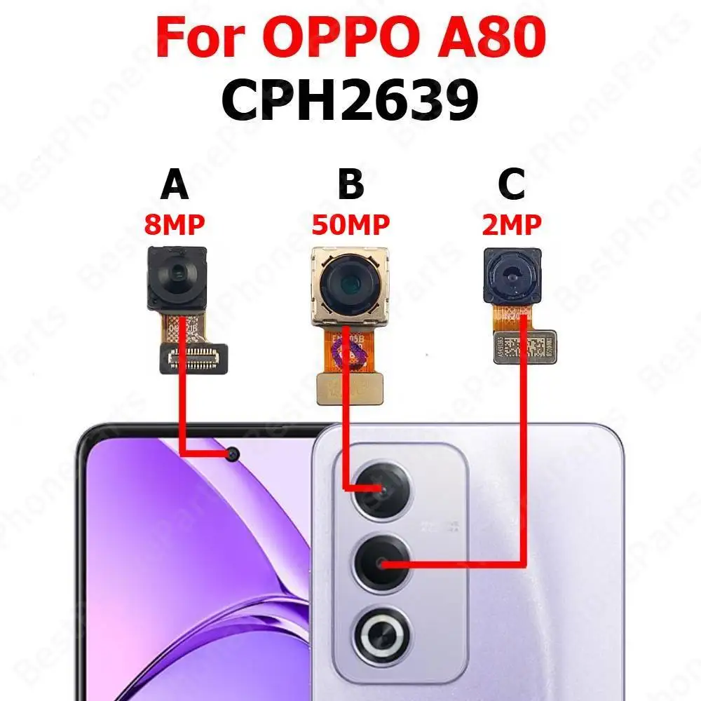 Rear Front Camera For OPPO A80 CPH2639 Backside Facing Frontal Selfie Back Camera Module Mobile Phone Parts