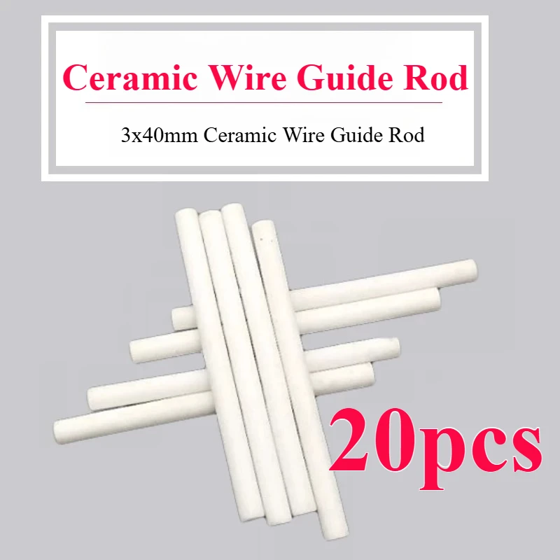 20pcs 3x40mm Ceramic Wire Guide Rod Wear Resistant for CNC Wire Cutting EDM Machine