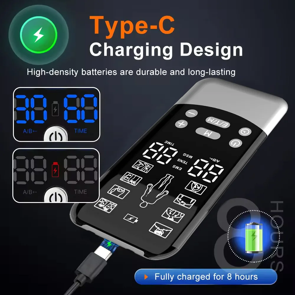 

EMS TENS Unit Muscle Stimulator, Digital Handheld Electric Massager for Muscle Recovery Pain Relief Therapy, Body Toning