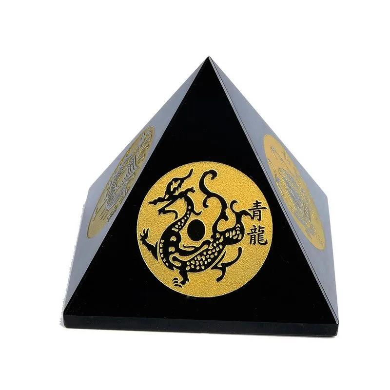 Natural Crystal Stone Obsidian Pyramid Healing Stone Energy Ore Mineral Crafts Home Decoration Feng Shui Gods Beast
