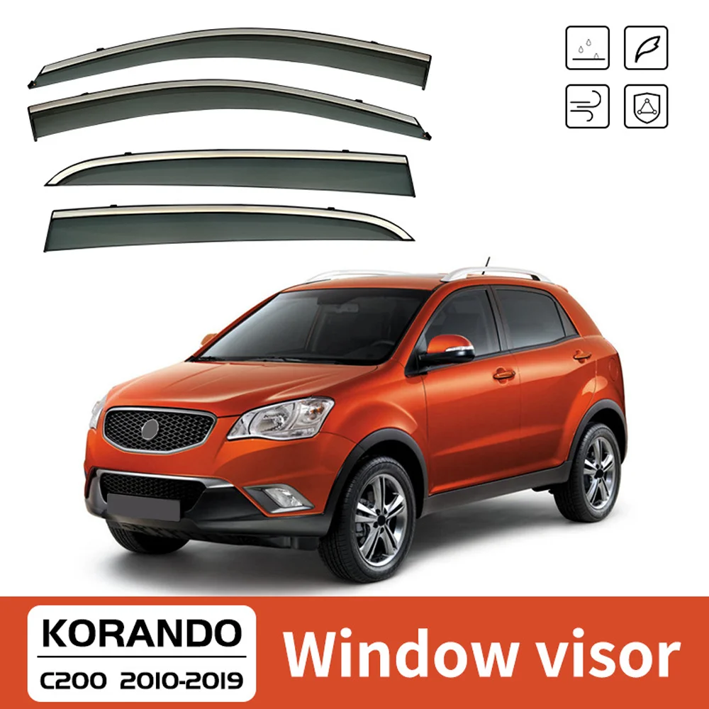 

Chrome Strips Rain Guards for SsangYong Korando MK3 C200 2010-2019 Window Visor Wind Deflectors Door Visor Vent Shades Ventvisor