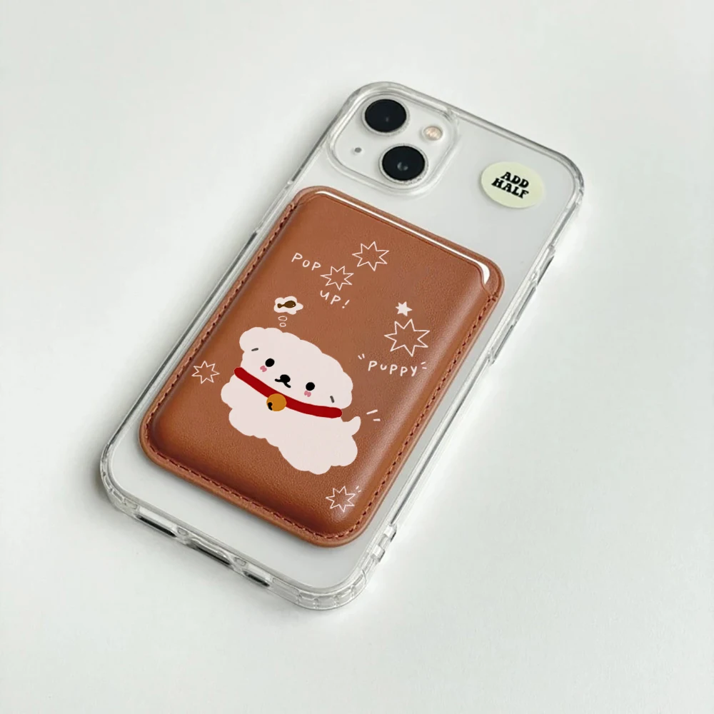 Amiable Dogs Niedliche Leder-Kartenhülle Telefonkartenhalter für Magnetische Hülle Geeignet für alle iPhones mit Magsafe-Kartenfunktion – Detail 2