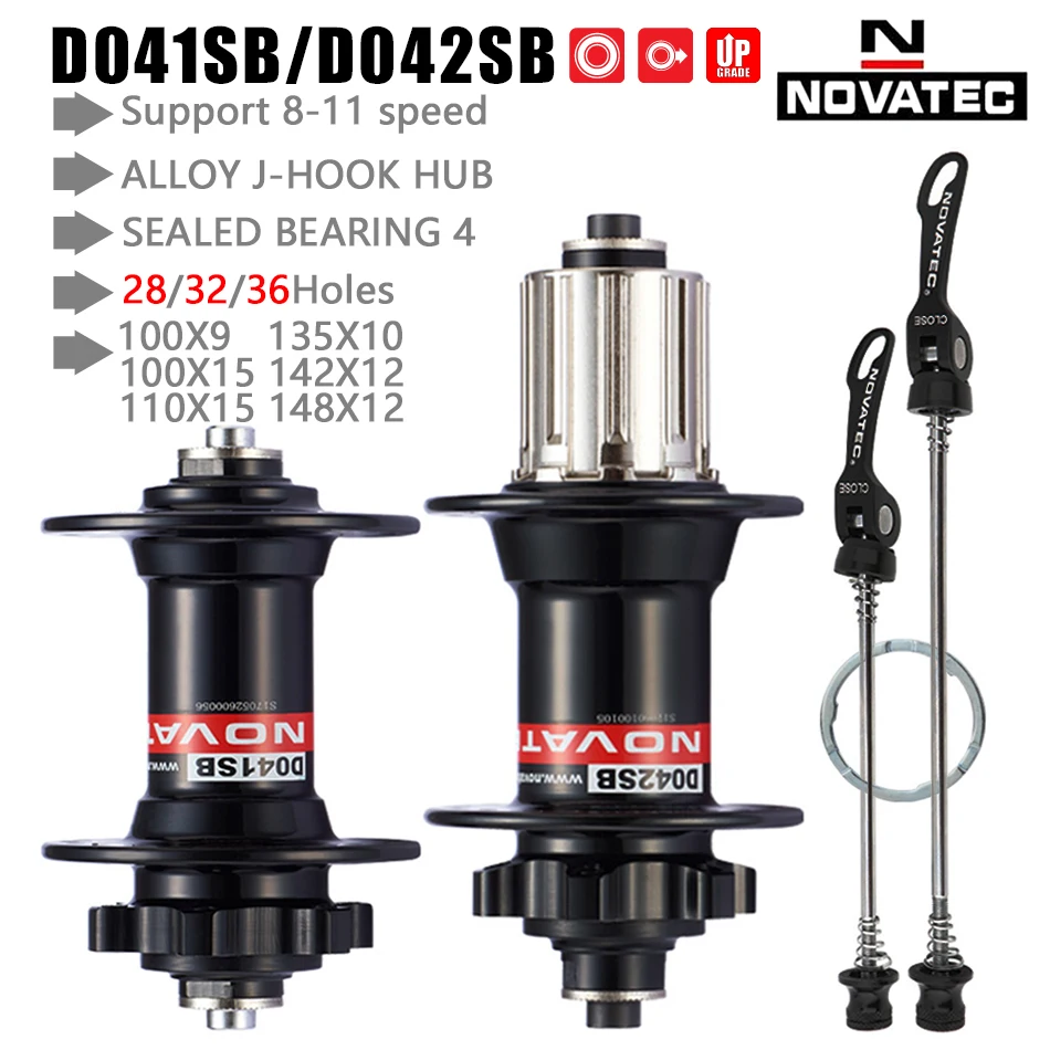 NOVATEC ดุมล้อจักรยานเสือภูเขา D041SB D042SB 32/36รู MTB บูชสำหรับดิสก์เบรกความเร็ว8/9/10/11 MTB ฮับ MTB 32H 36 H