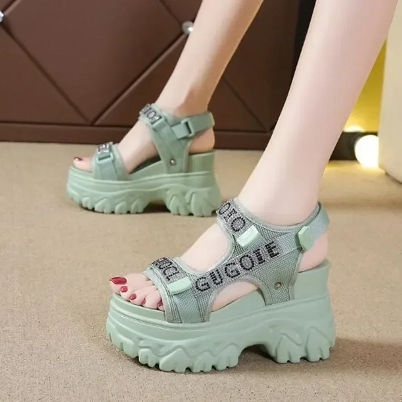 Elegant Female Shoes 2026 Summer Luxury Women Sandals Thick Sole Cake Shoes With Elevated Slope Heels Roman Shoes Woman Sneakers