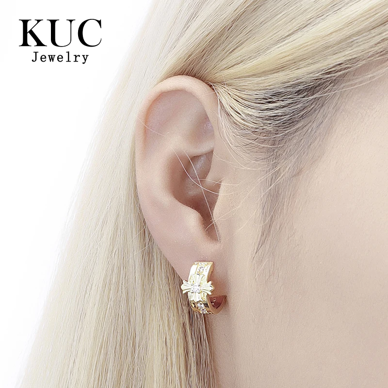 Fine Jewelry y2k 925 Sterling Silver Fashion Original Certificate Zircon Cross Flower Hoop Earrings For Women's earrings