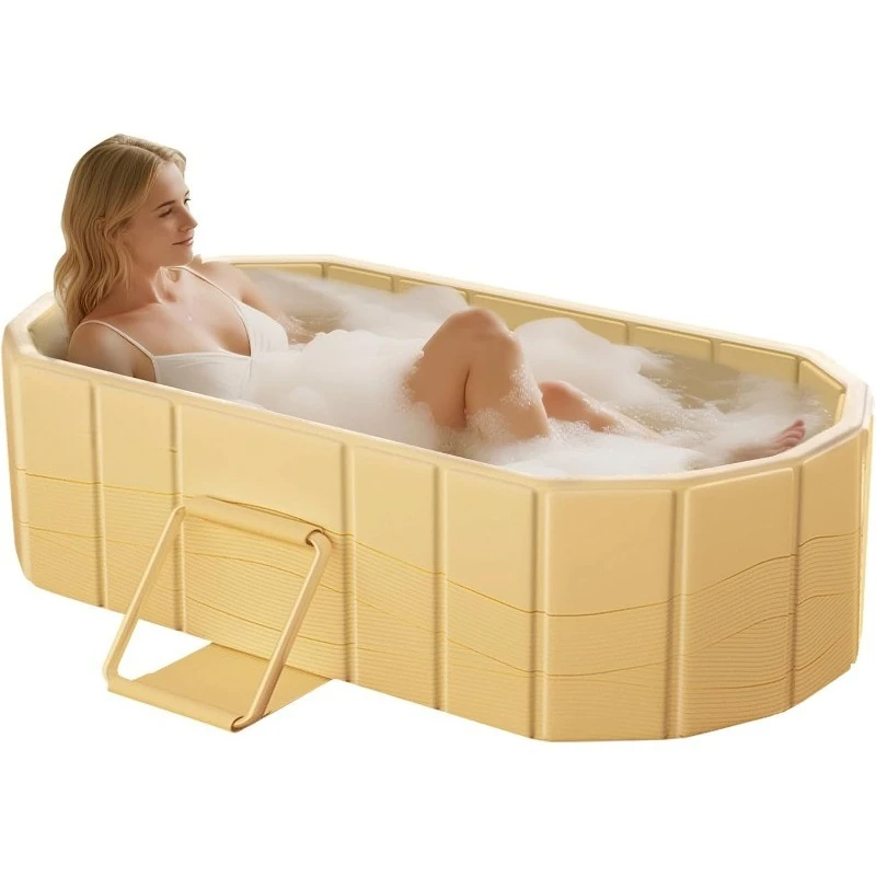 

Portable Foldable Bathtub, Freestanding Bathtub No Installation, Bathroom SPA Soaking Bath Tub, Shower Stall Collapsible Hot & I