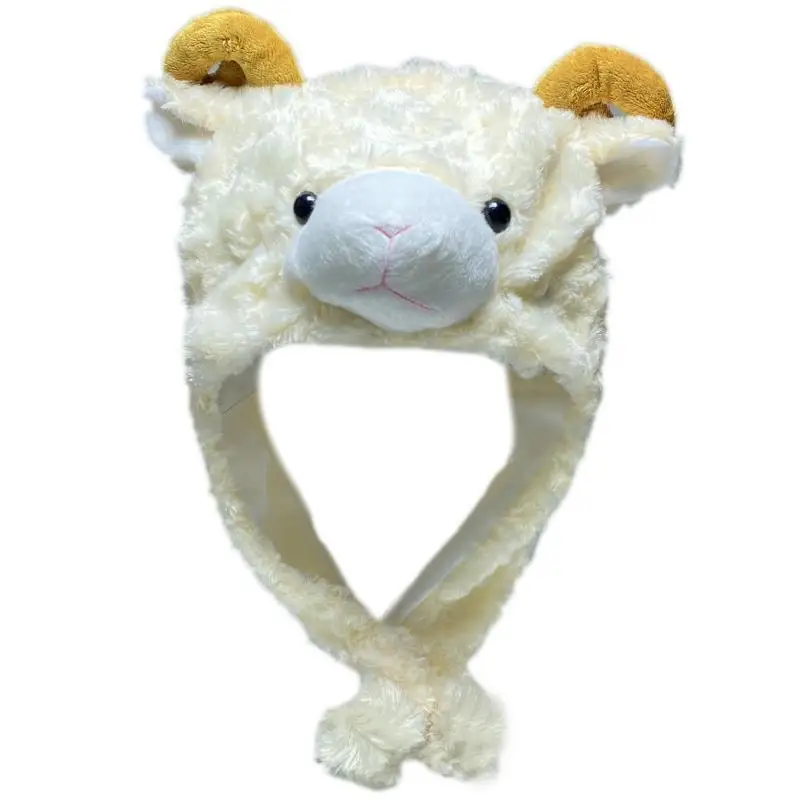 652F Topi Beanie Boneka Hewan Gaya Baru Topi Hangat Super Lembut dengan Penutup Telinga Kostum Cosplay Berbulu Topi Musim Dingin