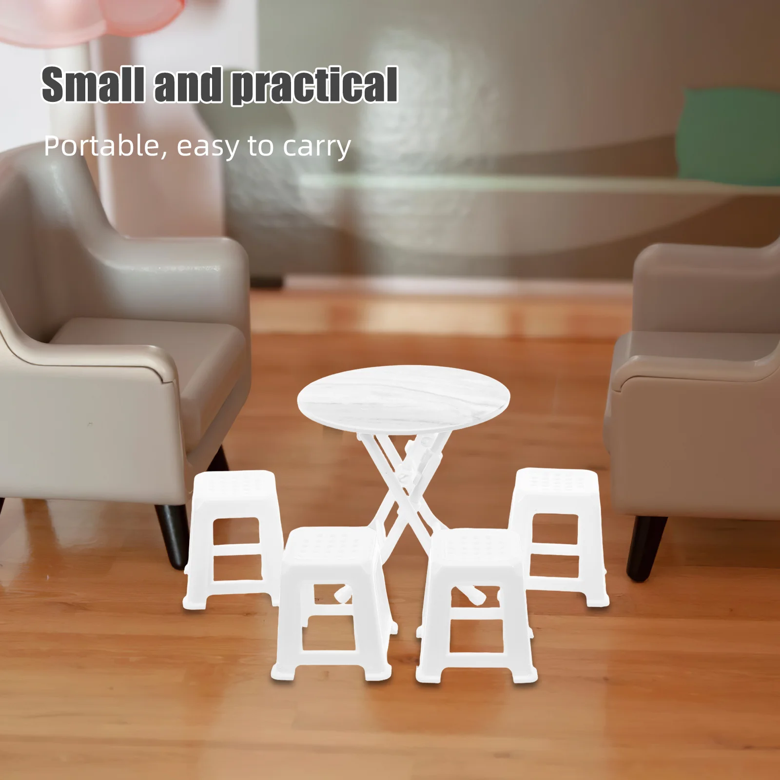 1 conjunto de pequena mesa e cadeiras de plástico em miniatura conjunto de móveis para casa de bonecas para criativo diy mini decoração de casa cadeira de casa de bonecas