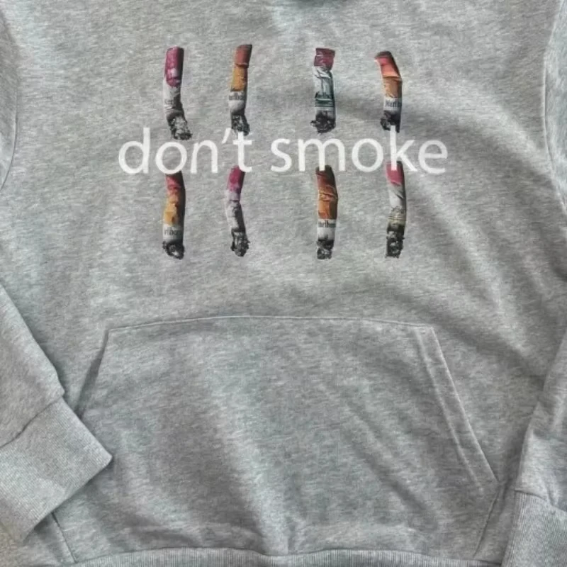 Y2K Gray Sports Hoodie Retro Smoke Print Sweater Men Women New Fashion Vintage Classic Hip Hop Streetwear Clothing Loose Jacket