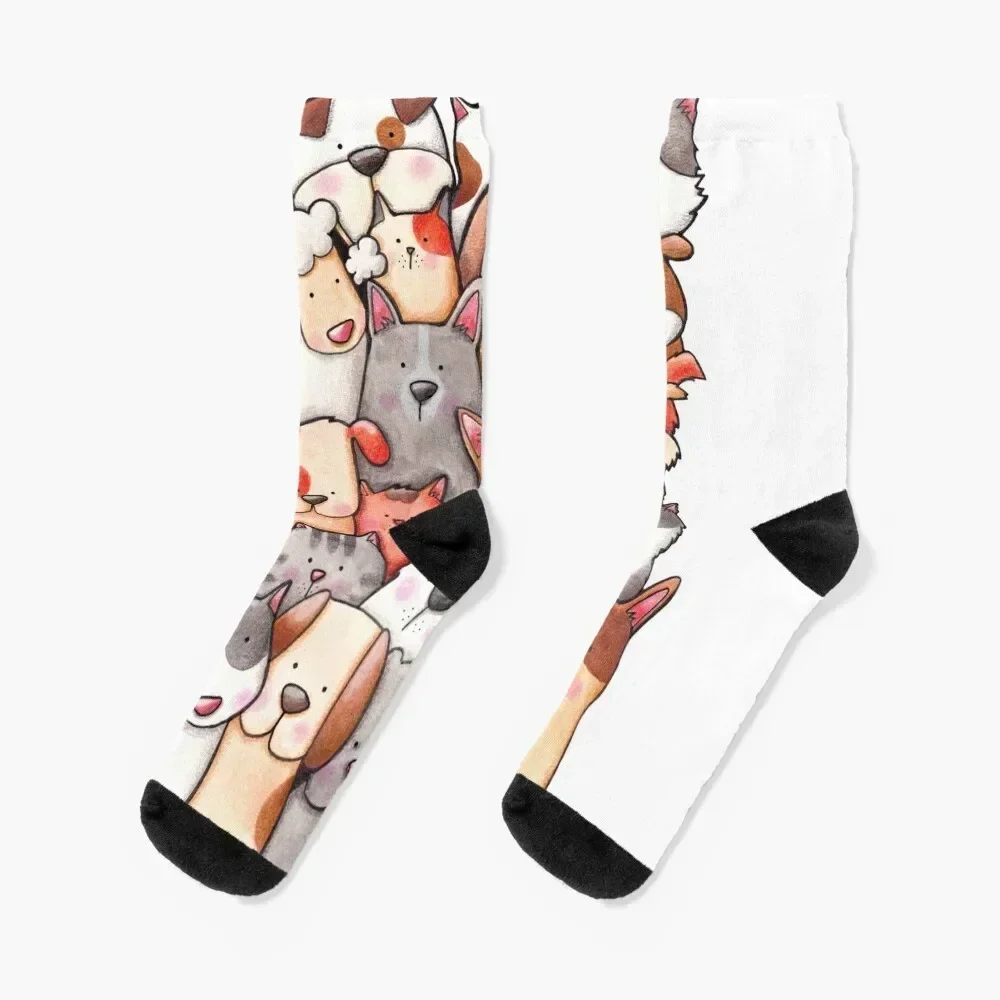 

CATS X DOGS Socks halloween retro professional running Men's Socks Women's