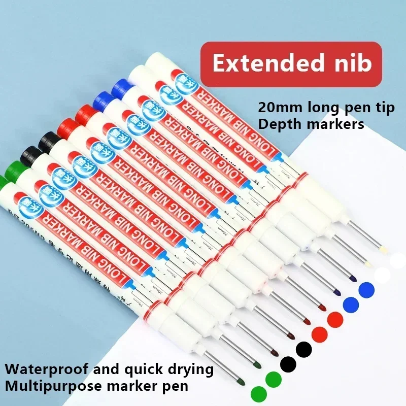 6 ชิ้น/เซ็ต Multi-Purpose 20 มม.หลุมลึกยาว Nib HEAD MARKER สําหรับโลหะ Perforating ปากกากันน้ําห้องน้ําไม้ตกแต่งเครื่องมือ