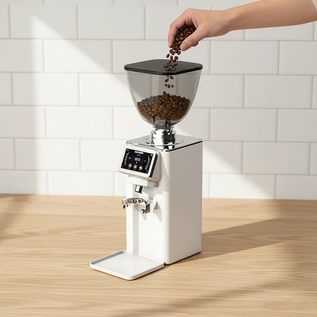 84mm Ghost‑tooth Commercial Espresso Coffee Grinder, Stainless Steel Metal 400W Automatic Electric Coffee Bean Mill