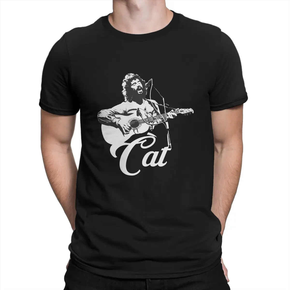 Representative Figures Of British Folk Rock Man's TShirt Cat Stevens O Neck Tops Fabric T Shirt Funny High Quality Gift Idea