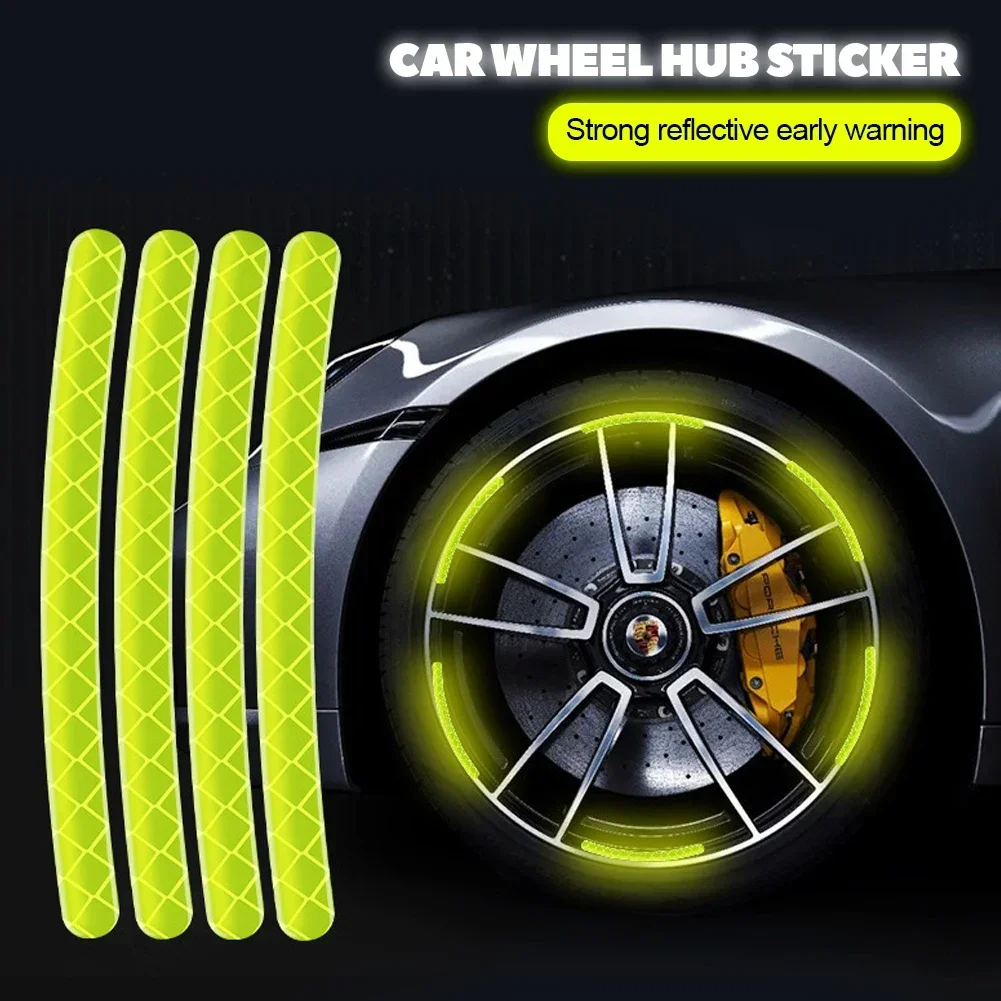 20pcs Car Wheel Hub Reflective Sticker Tire Rim Reflective Strips Luminous for Night Driving Car Bike Motorcycle Wheel Sticker