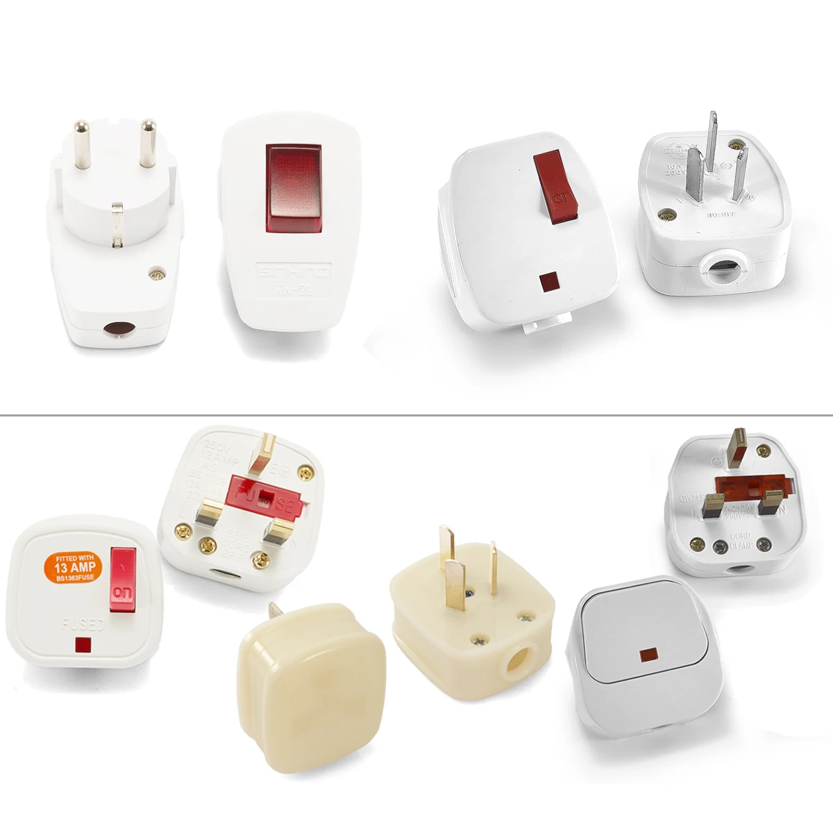 Germany Schuko Rewireable Power Plug With on-off Swtich Korea EU Euro European Replacement Wire Plug Receptacle Connector