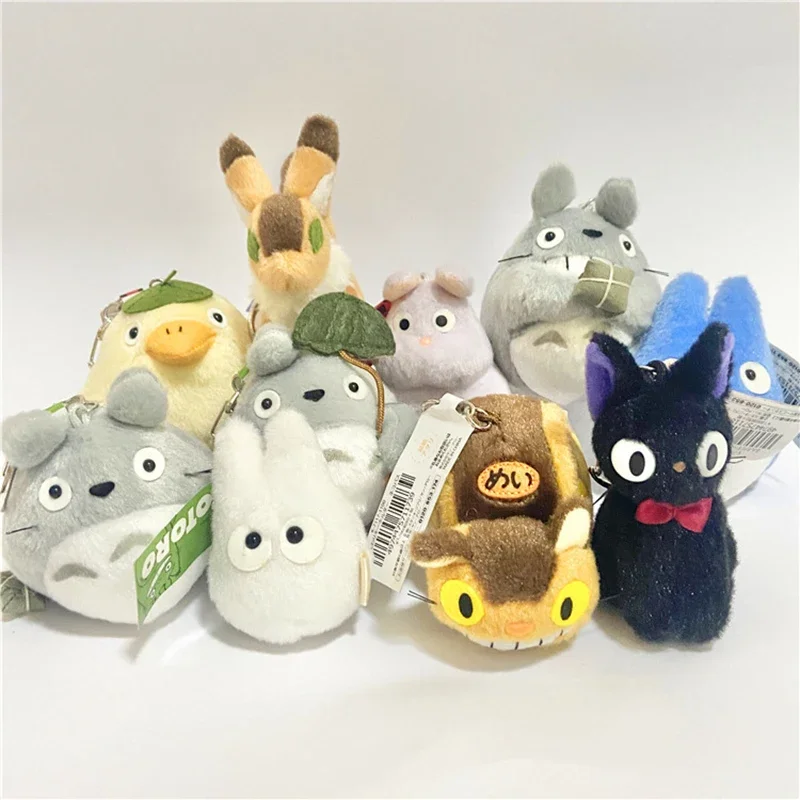 New  Kawaii Animal Stuffed Totoro Bus Backpack Pendant  Cartoon Animation Totoro Key Chain Doll Decoration Kids Birthday Gift