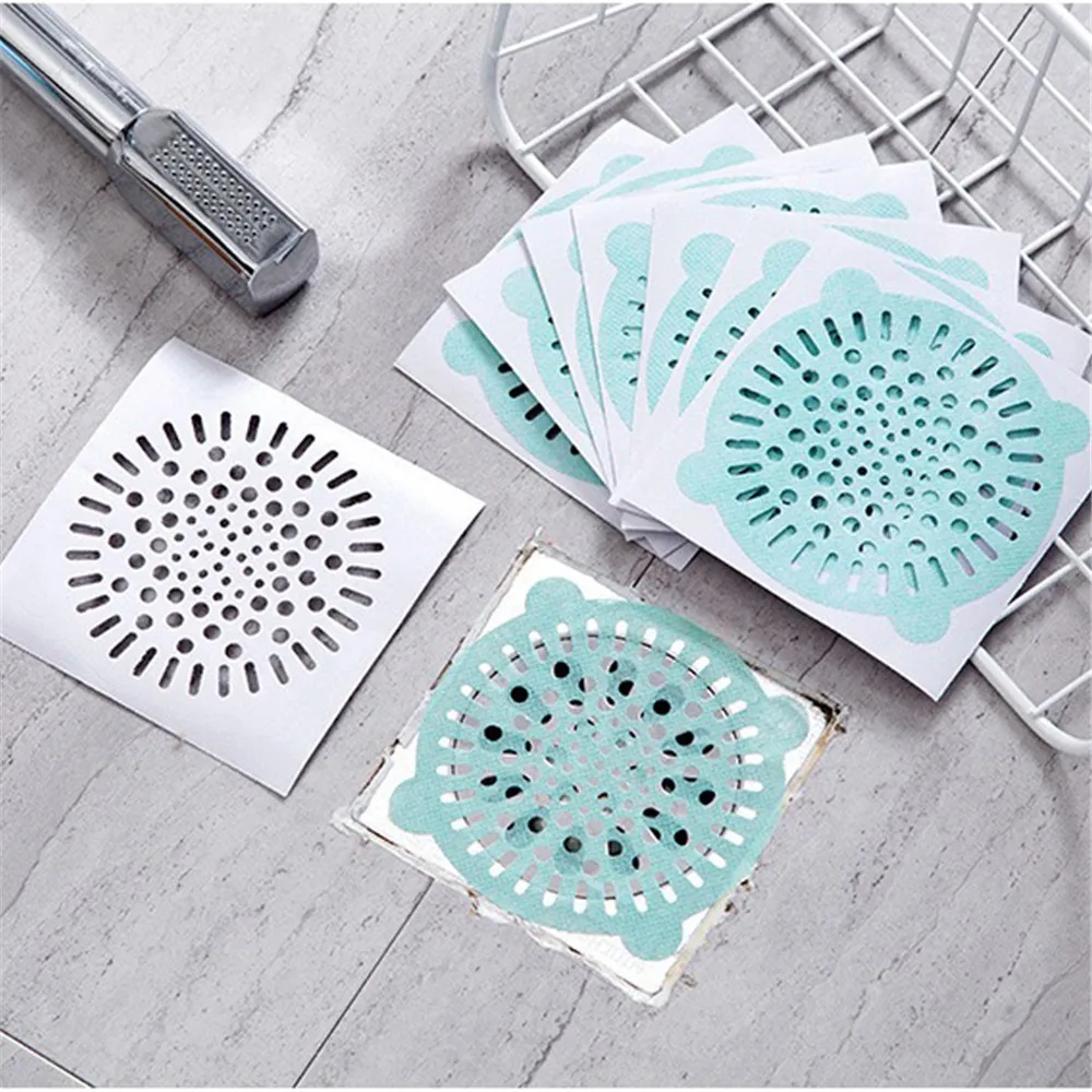 10Pcs Disposable Shower Drain Hair Catcher Strainer Filter Sticker Kitchen Sink Sewer Outfall Stopper Bathroom Floor Drain Cover