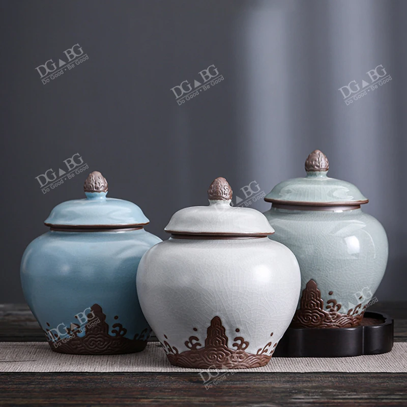 Funeral Urns For Ashe Human Cremation Memorial Ash Holder Keepsak Souvenirs Gift Chinese-Style Leaf Ceramic Storage Decoration