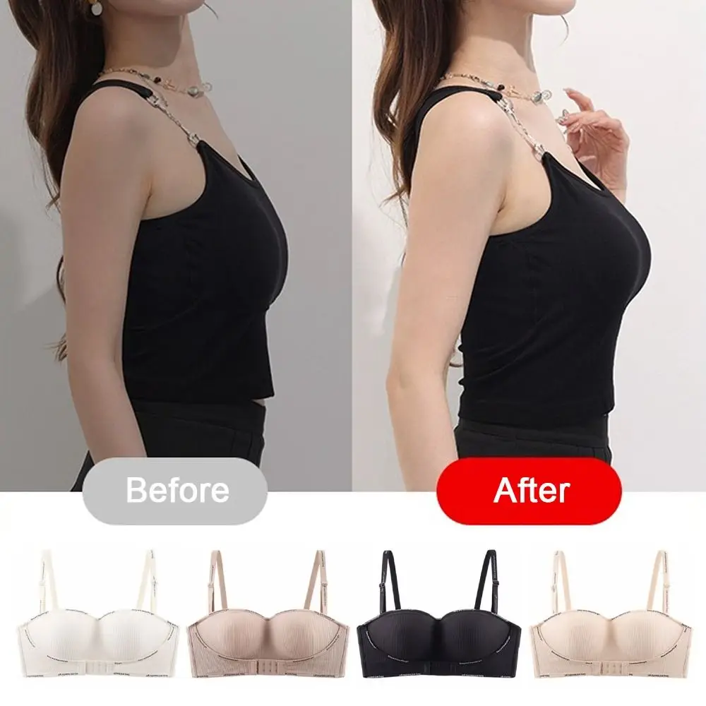 

Front Button Wireless Deep V Bra Close-fitting Letter Seamless Bra for Women Anti-sagging Shockproof Push Up Underwear Girls