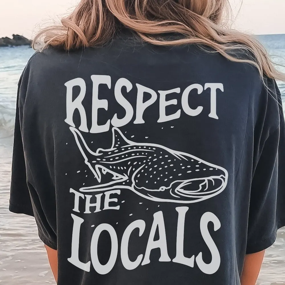 

Respect The Local Shark Comfort Colors T Shirt Ocean Lover Environmentalist Summer Beach Vsco Trendy Oversize