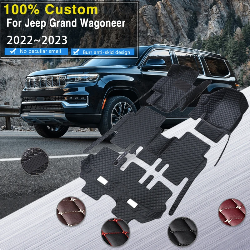 

Car Floor Mats For Jeep Wagoneer Grand Wagoneer Series III WS 2022~2023 7seat Leather Mat Tapete Automotivo Para Car Accessories