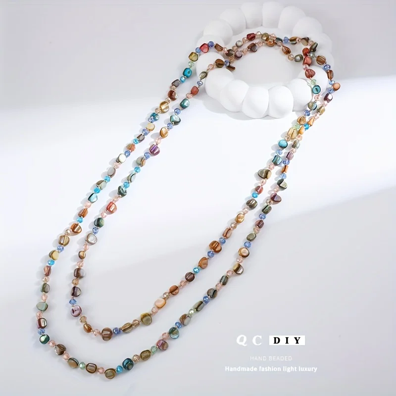 Bohemian Puka Colorful Shell Pendant Necklace Choker Boho Jewelry Collar Bead Long Double Layered Women Necklace Accessories