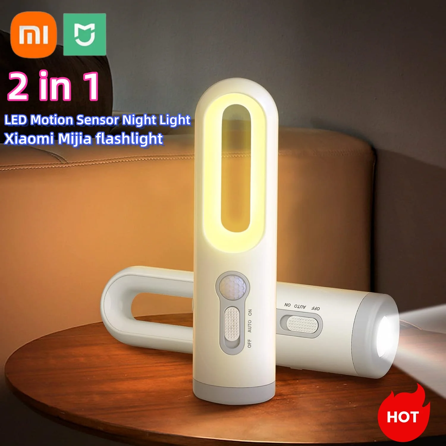 Xiaomi Mijia-ポータブルLEDモーションセンサーナイトライト,2 in 1,ベッドルーム,バスルーム,読書,キャンプ,照明,離乳食,アイケア,ベッドサイド