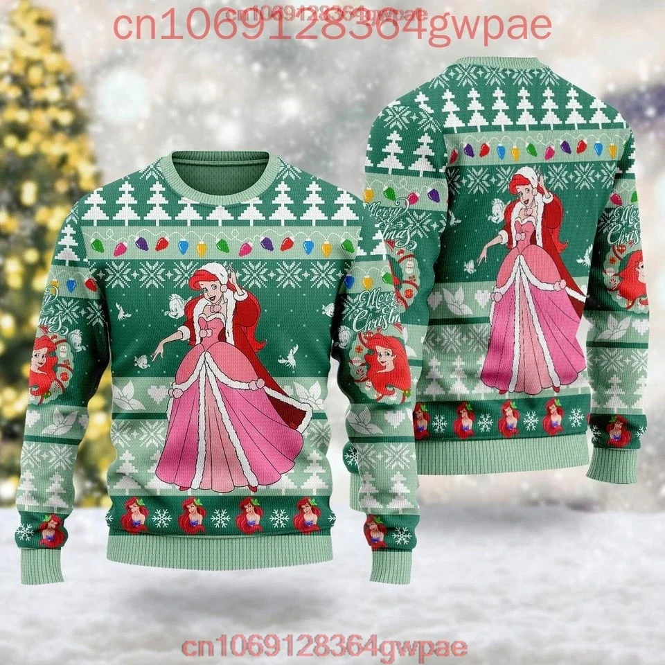 The Little Mermaid Ariel Christmas Sweater Men's Women's 3d Print Ugly Sweater Disney Casual Sweatshirt Ugly Christmas Sweater