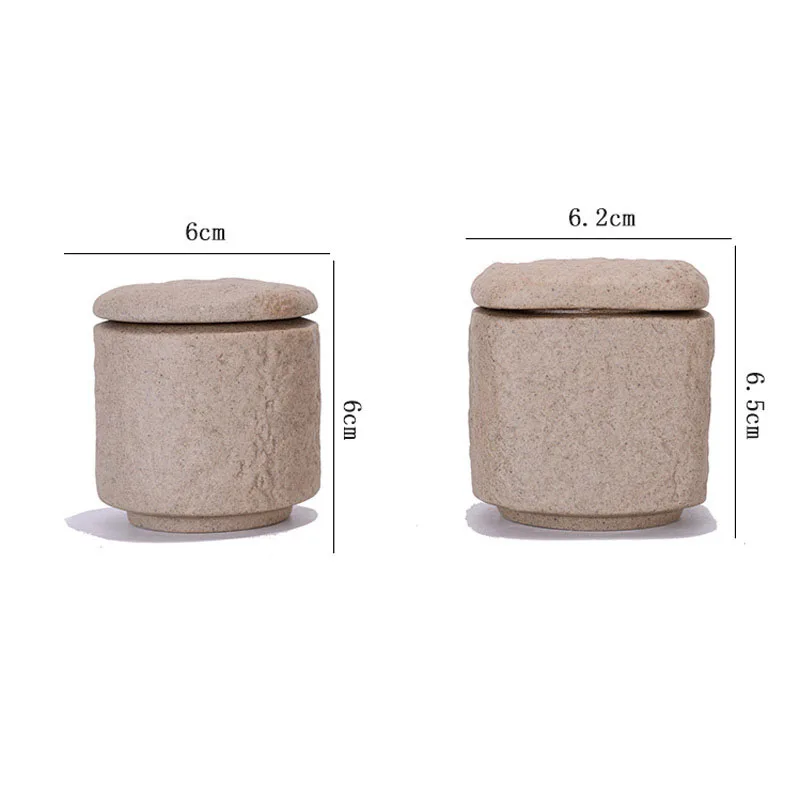 European Ceramic Storage Jar Handmade Irregular Stone Texture Decor Desktop Sealed Tea Can Portable Travel Tea Bag Organizer