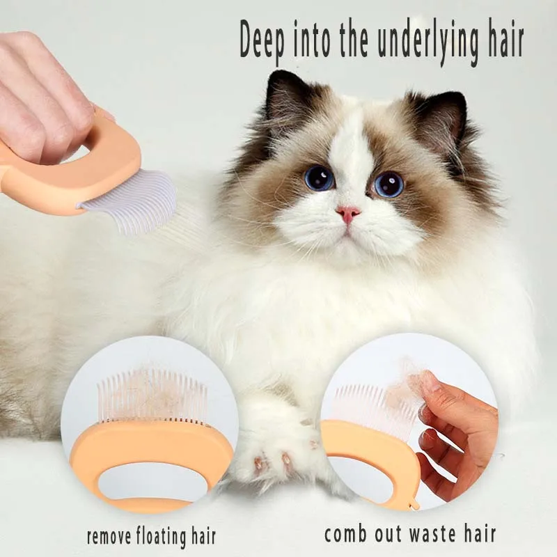 เปลือกหอย Cat ความงามทำความสะอาดหวีโกนหนวดสุนัขอังกฤษสั้นลอยผมหวีนวดสัตว์เลี้ยง