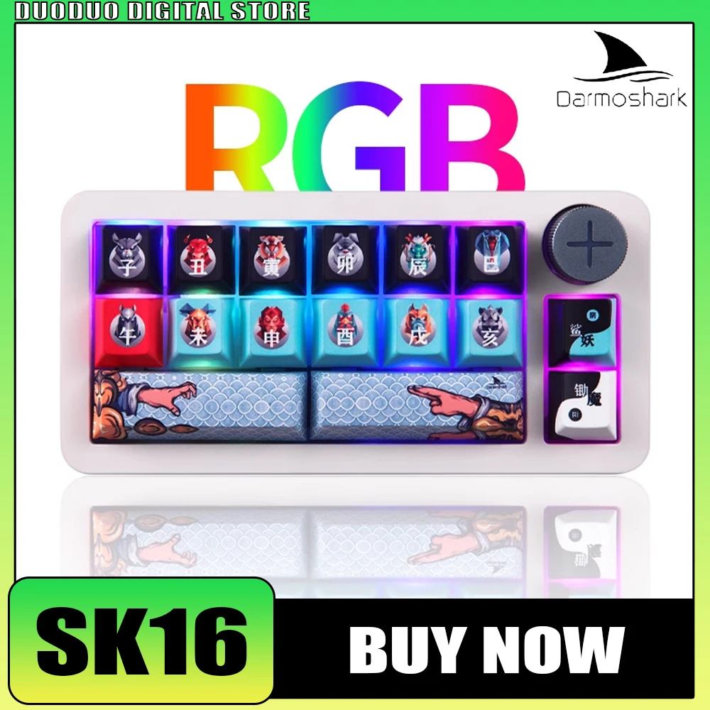 

Darmoshark Sk16 Mini Keyboard Numpad Three Mode RGB Multifunctional Knob Wireless Mechanical Keyboard Hot Swap Gasket Pc Gamer