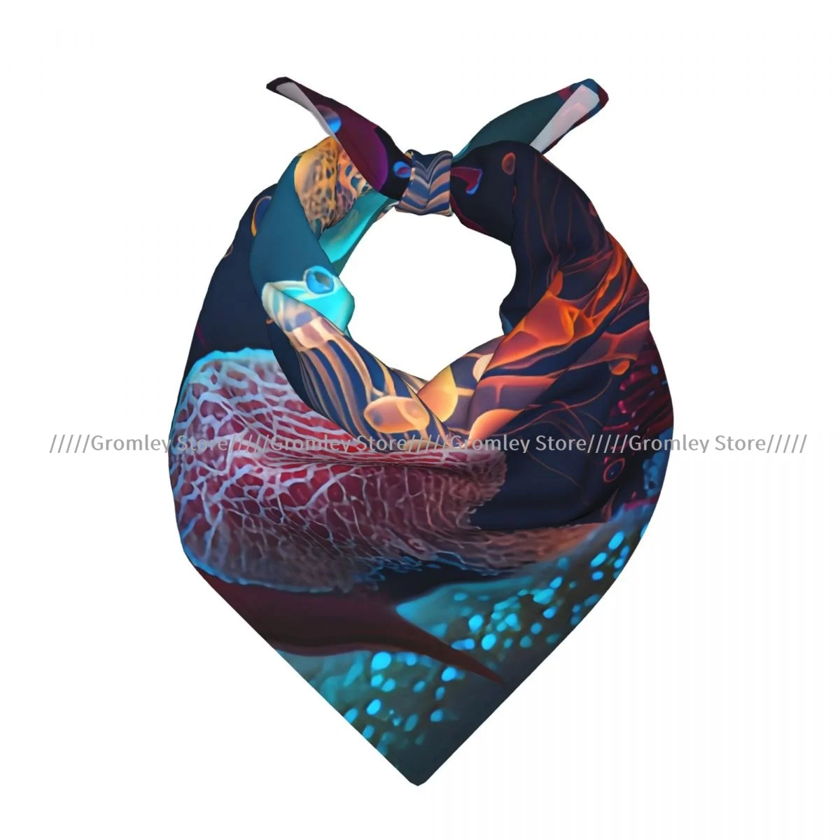 

Square Scarf Women Cartoon Jellyfish Swims In The Ocean Sea Bandana Headscarf