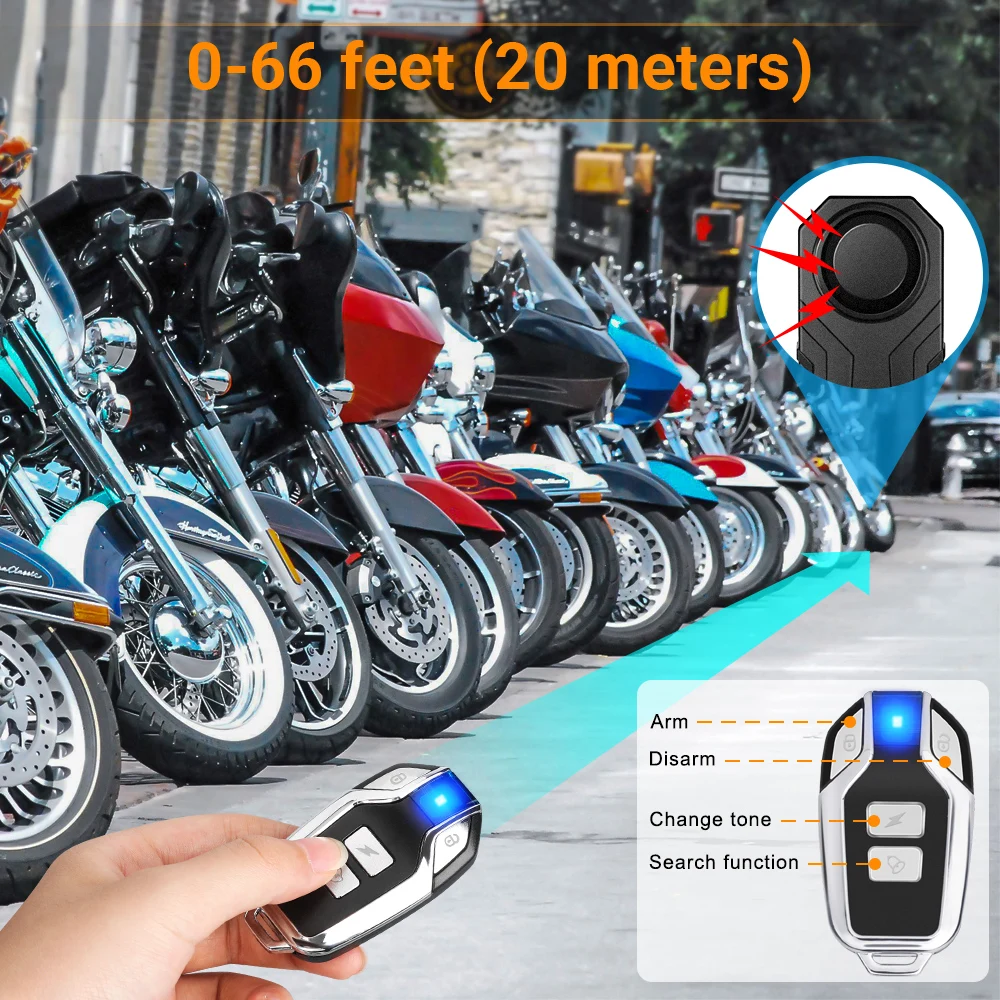 Extractm allarme Moto telecomando senza fili impermeabile 113dB bicicletta Scooter elettrico Moto antifurto allarme di sicurezza