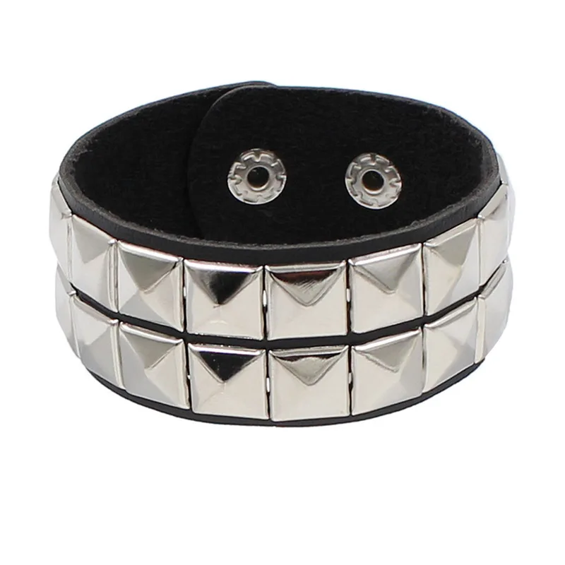 2022 New PU Leather Bracelet Punk Bracelet Adjustable Skull Goth Cuff Bracelet Gothic Rivet Buckle Wristband for Men Women