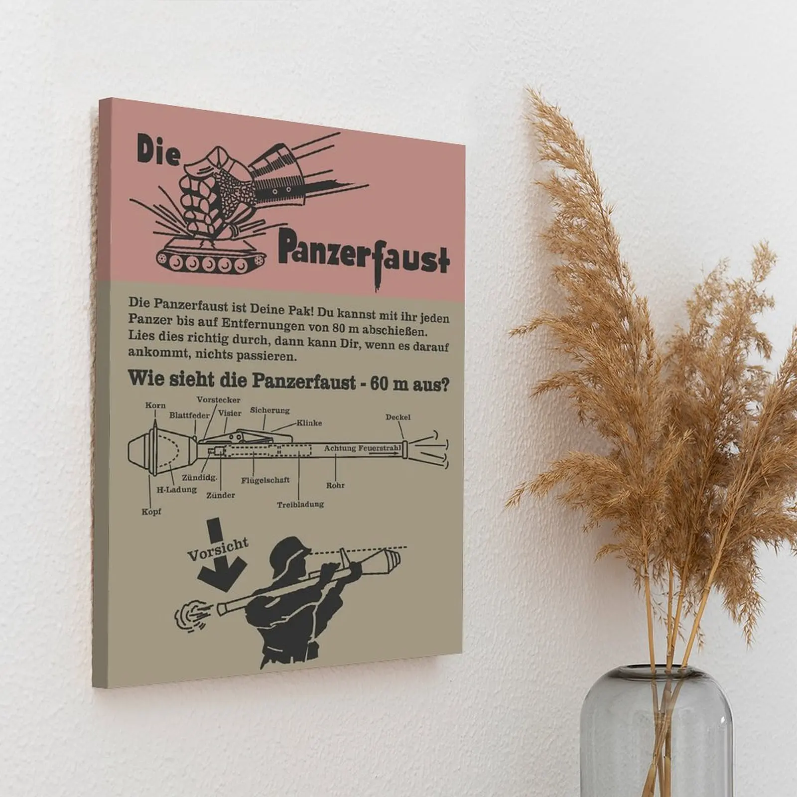Panzerfaust الألمانية Ww2 مخططات معلوماتية قماش اللوحة سينما الديكور تخصيص المنزل إطار طلاء جدران
