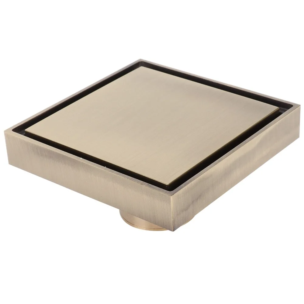 Square Shower Floor Drain Brass Material Antique Bronze Color Floor Drain Invisible Removable Cover Floor Drain Strainer