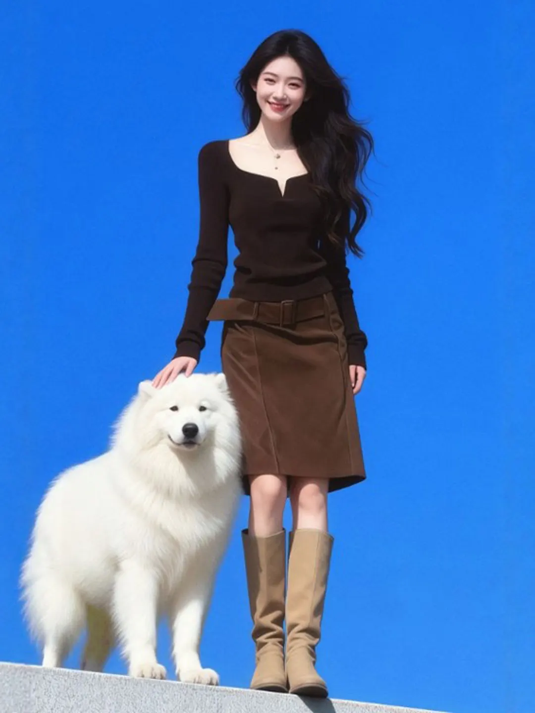 

Retro Gentle Sle Top And Skirt Set Mid-Length Spring Faion Comfortable Cotton High Waist Slim Fit Knitted Sweater Ensemble