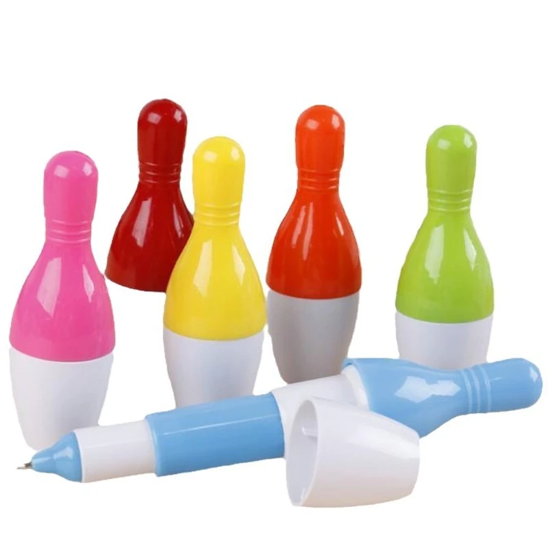 24 pcs Wholesale Cute Simulation Fun Bowling Retractable Ballpoint Pen, Bowling Modeling Ballpoint Pen Back To School