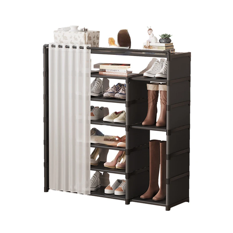 Shoe Rack Multi-layer Assembly, Simple with Door Curtain, Shoe Shelf, Dust-proof, Multi-functional Space-saving Shoe Cabinet