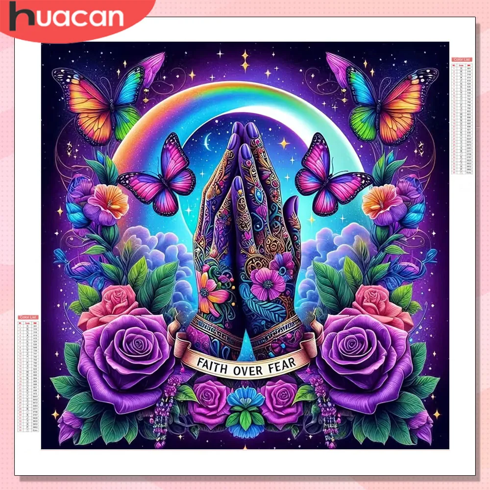 HUACAN Diamond Painting Sets für Erwachsene, Religion, Porträt, Diamantmosaik, neue Kollektion, Rosenblume, Wohnzimmer, Kunsthandwerk