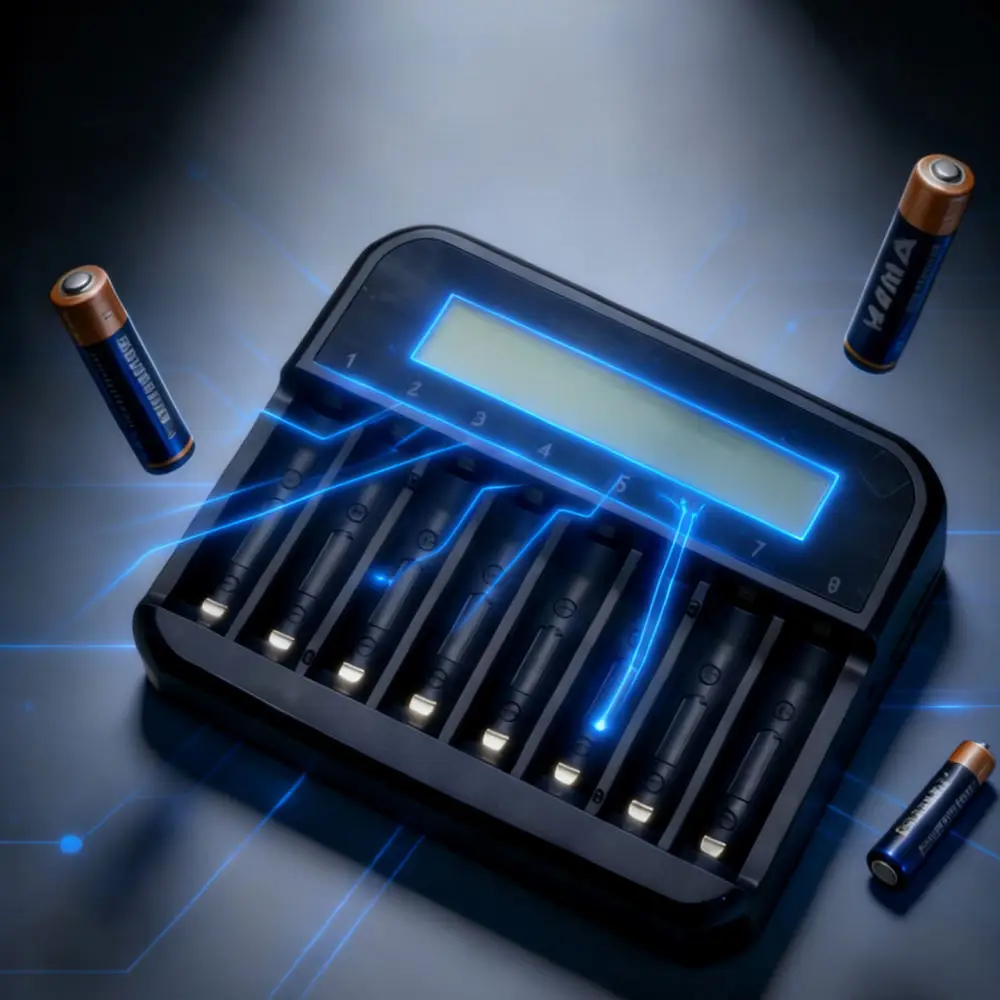 Intelligent Lithium Battery Charger 8 Slots USB C Input LCD Display Charging Dock For AA AAA Rechargeable Batteries