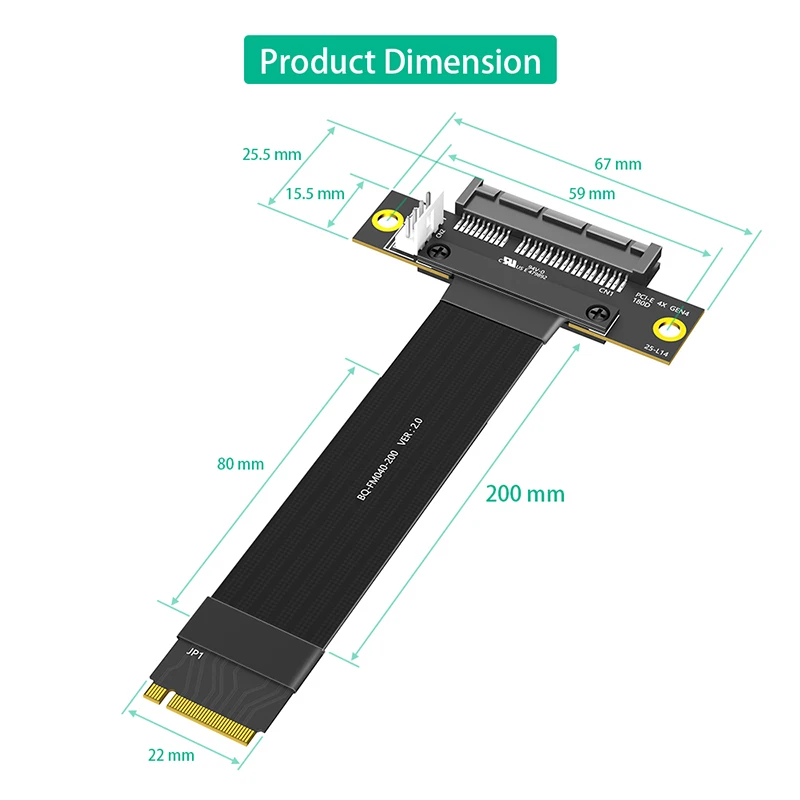 M.2 مفتاح M 4.0 إلى PCI-e 4.0 4X 180 درجة محول بطاقة الناهض تمديد كابل NVME 4.0 إلى PCIE PCI Express 4X موسع لسطح المكتب