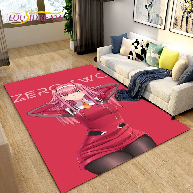 Zero Two DARLING In The FRANXX Anime Area Rug,Carpet Rug for Living Room Bedroom Sofa Doormat Decoration, Kid Non-slip Floor Mat