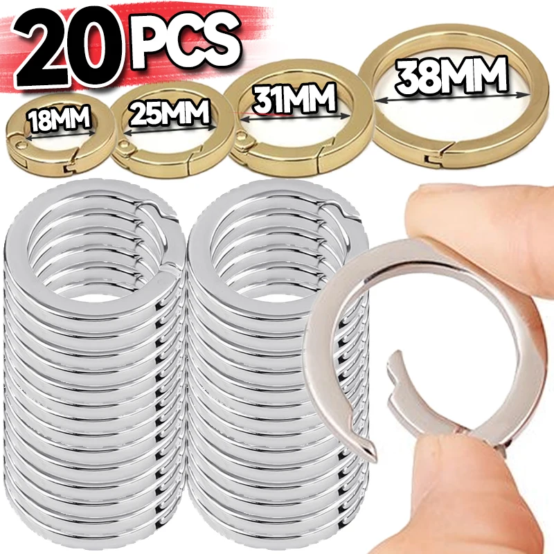 Porte-clés rond plat à ressort, boucle, pendentif ouvrable, fabrication de porte-clés, crochet à pression pour artisanat du cuir, accessoires de sac à main