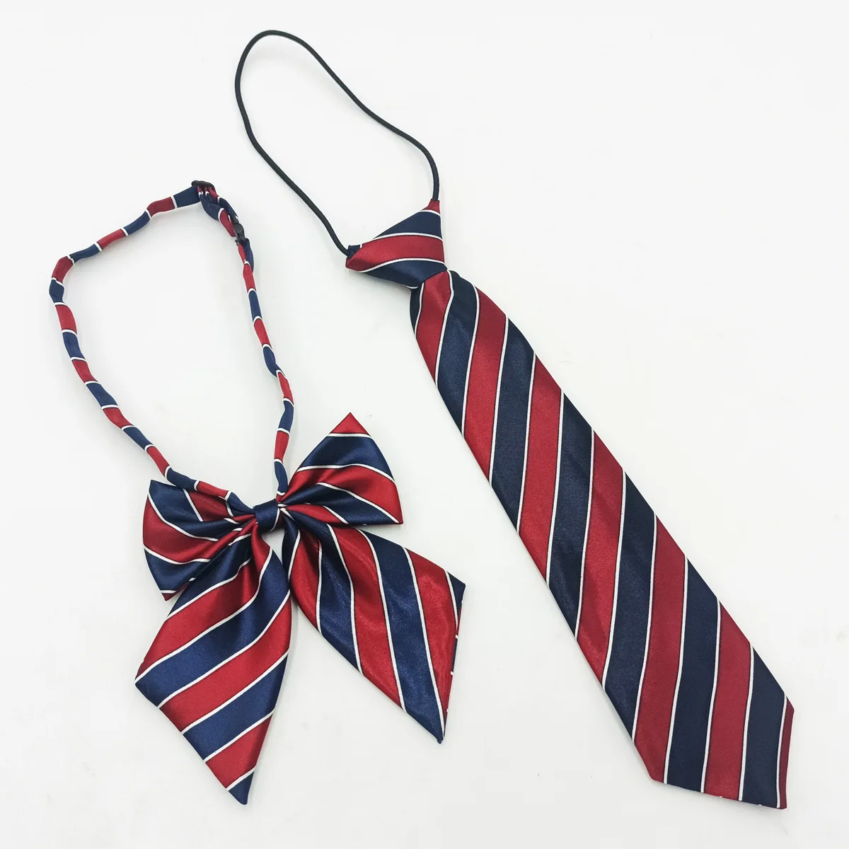 Spot Children's Tie  Set for Primary and Secondary School Students Solid Color Stripe Tie Feathered Necktie