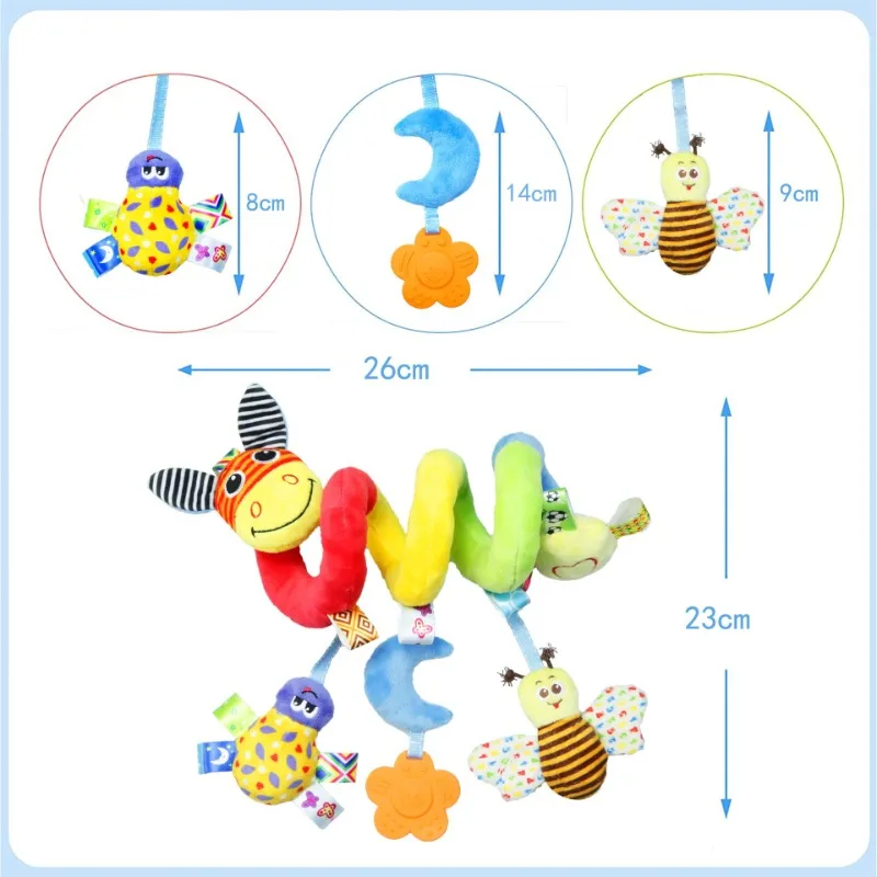 Kinderwagenaccessoires Cartoon Insect Knuffel met rinkelend papier Pluche Comfort Nachtkastje Hanger Pluche Decoratie Kinderwagen