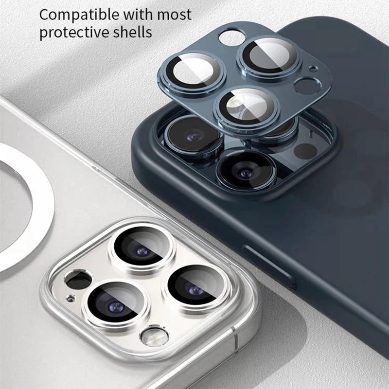 Металлическая защита для камеры для iPhone 16 Pro Max 16Pro 16Plus15 14 Pro Max, чехол из сплава, Задняя крышка объектива, закаленное стекло, защитная крышка