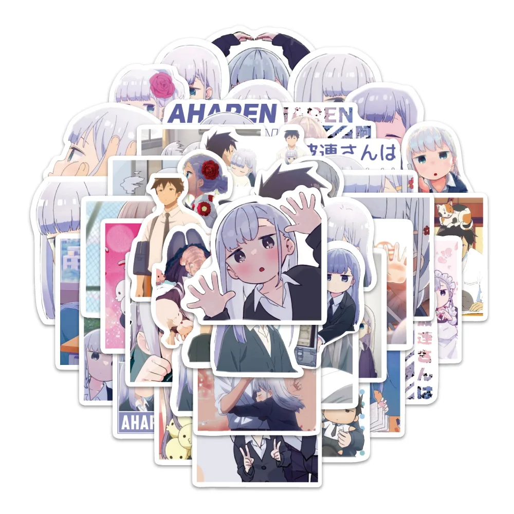 50 قطعة لطيف Aharen-san wa Hakarenai الكتابة على الجدران ملصقات الأحذية رف نظارات صندوق الأمتعة الغيتار دراجة الديكور ملصقات لعبة