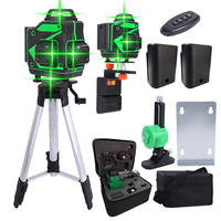 JUNEFOR Laser Level 3D 4D Green Laser Level 360 Horizontal and Vertical Cross Lines Nivel Laser Self-Leveling With 2 Batteries